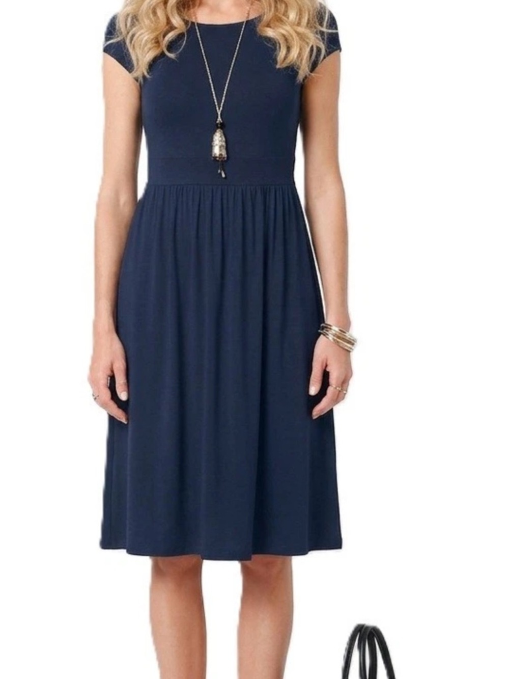 Charlotte Russe Navy Scoop Neck Fit & Flare Midi Dress